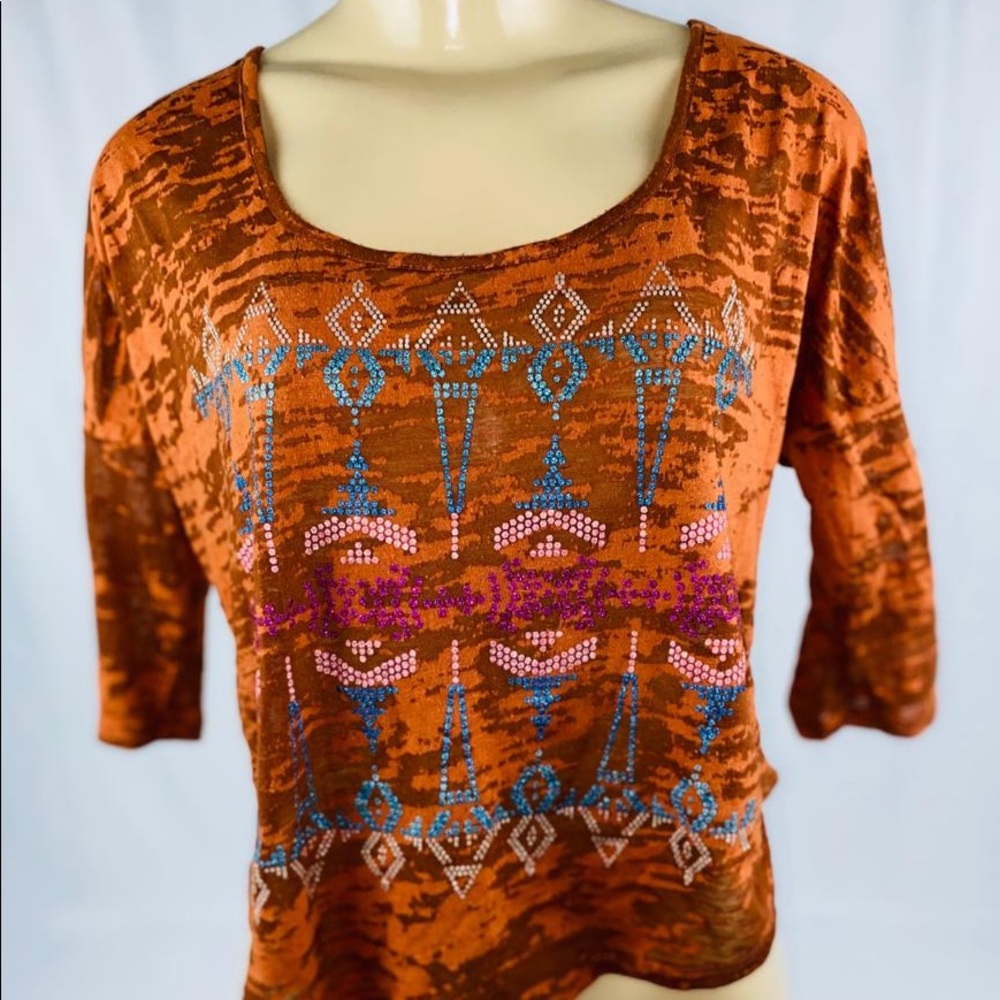 Bongo Women’s Size L Orange Short Sleeve Blouse